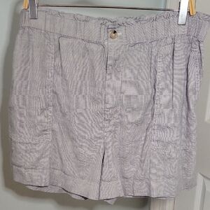 Lou & Grey for LOFT Light Gray Chambray Flat Front Linen Blend Shorts Size XL